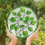 Leaves Suncatcher, Stained Glass not Acrylic Suncatcher, Leaf Window Hanging Decor, Green Leaves Ornament, Plant Lover Gift ID-0312-WYCC