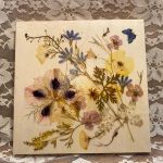 Handmade Pressed Wildflowers Art on Hanging Canvas Style Wood