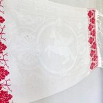 19x33 1800's Antique French Pegasus Damask Panel with Red Woven Border ~ Winged Horse & Floral Motif ~ Unique Wall Art Handmade mythological
